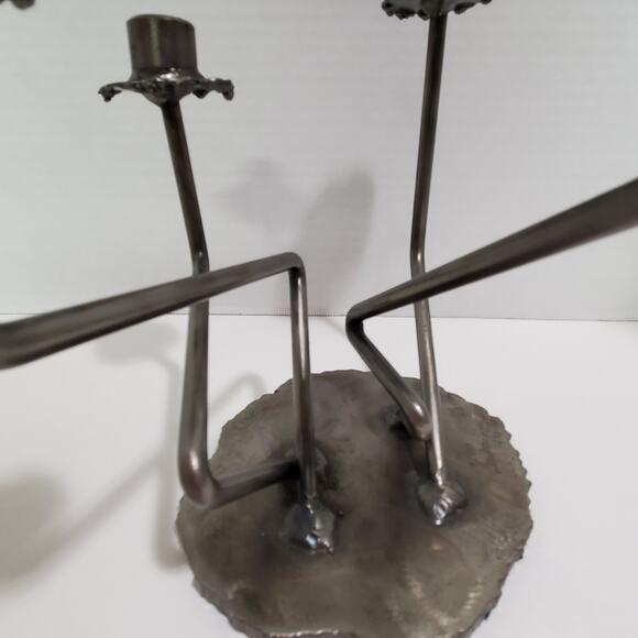 Vintage Signed Val Barbera Brutalist Metal Candelabra 5 Arm Candle Holder - Picture 8 of 16